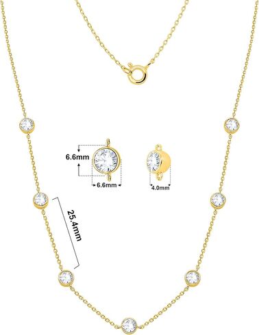 2.80cttw Bezel Set Round Lab Grown Diamond Station Necklace for Women's in 925 Sterling Silver 14K Gold Plated Women's Jewelry (VS1 Clarity, E-F Color) 16"-18" inches in Saudi Arabia
