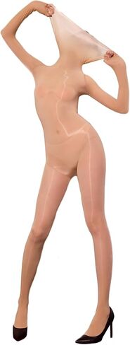 RUIBAVYA Body Stockings for Women Sexy Full Body Tights Oil Shiny Bodystocking High Neck Nylon Catsuit Shimmer Bodysuit in Saudi Arabia