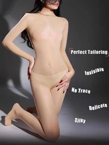 RUIBAVYA Body Stockings for Women Sexy Full Body Tights Oil Shiny Bodystocking High Neck Nylon Catsuit Shimmer Bodysuit in Saudi Arabia