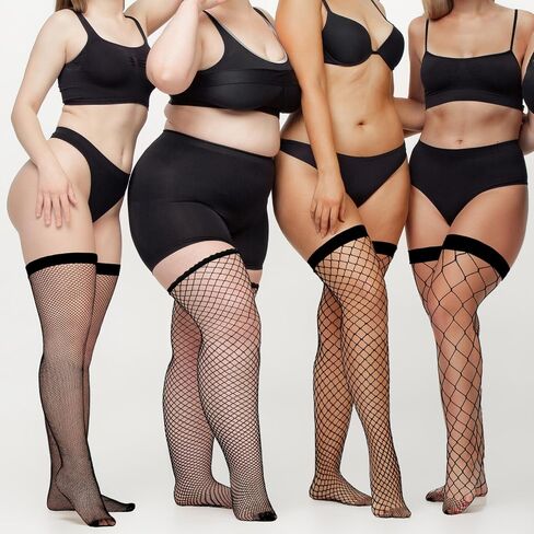 Janmercy 6 Pairs Women Fishnet Thigh High Stocking Elastic Band Top Sheer over Knee Silky Stockings for Women in Saudi Arabia