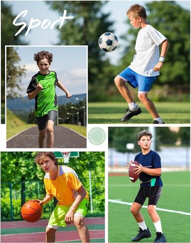 Roadbox Boys Compression Shorts with Pockets, Youth Performance Athletic Underwear Base Layer for Kids Football Running in Saudi Arabia