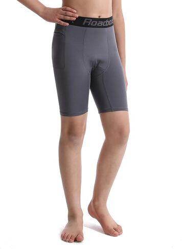 Roadbox Boys Compression Shorts with Pockets, Youth Performance Athletic Underwear Base Layer for Kids Football Running in Saudi Arabia