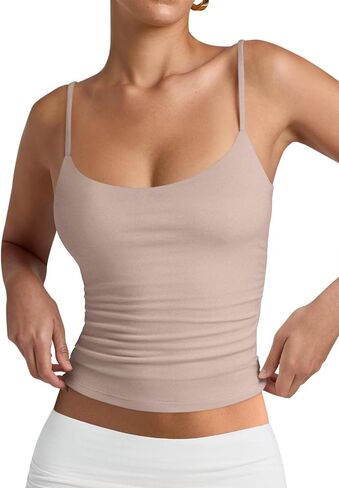 PINKMSTYLE Women's Basic Double Lined Scoop Neck Tank Tops Adjustable Cami Tank Summer Sleeveless Tops in Saudi Arabia