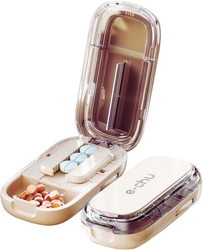 Pill Cutter Splitter for Small and Tiny Pills - Adjustable Pill Splitter with Centering Device for Cutting Multiple Pills, Precision Alignment, Easy to Use and Travel Sized, (1/2 White) in Kuwait