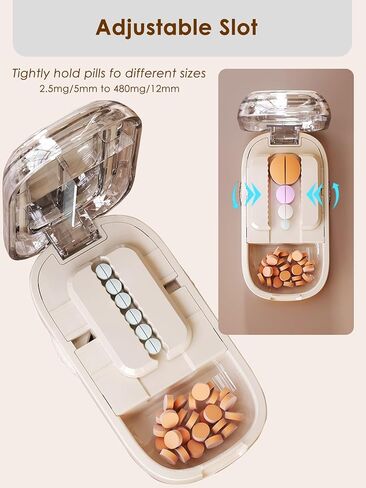 Pill Cutter Splitter for Small and Tiny Pills - Adjustable Pill Splitter with Centering Device for Cutting Multiple Pills, Precision Alignment, Easy to Use and Travel Sized, (1/2 White) in Kuwait