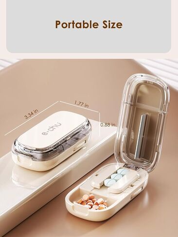 Pill Cutter Splitter for Small and Tiny Pills - Adjustable Pill Splitter with Centering Device for Cutting Multiple Pills, Precision Alignment, Easy to Use and Travel Sized, (1/2 White) in Kuwait