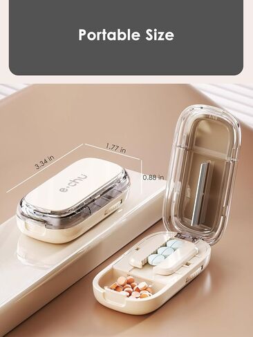 Pill Cutter Splitter for Small and Tiny Pills - Adjustable Pill Splitter with Centering Device for Cutting Multiple Pills, Precision Alignment, Easy to Use and Travel Sized, (1/2 White) in Kuwait