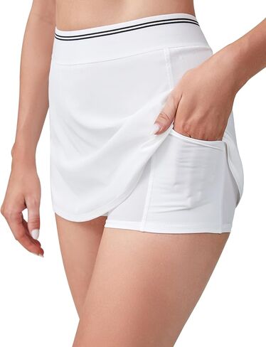 Move With You Women's Tennis Skirts with Pockets Athletic Golf Skorts with Inner Shorts Running Workout Skirts 2 in 1 in Saudi Arabia