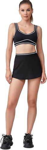Move With You Women's Tennis Skirts with Pockets Athletic Golf Skorts with Inner Shorts Running Workout Skirts 2 in 1 in Saudi Arabia
