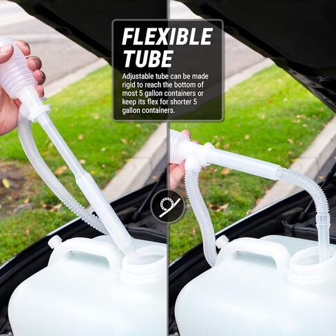 TERA PUMP - Manual, Portable Siphon Pumps Up to 12 Liter per Minute - Multiuse Patented Suction Tube Can be Set Straight (Rigid) w/Additional Piece, Or Flexible For Irregular Shaped Containers in Saudi Arabia