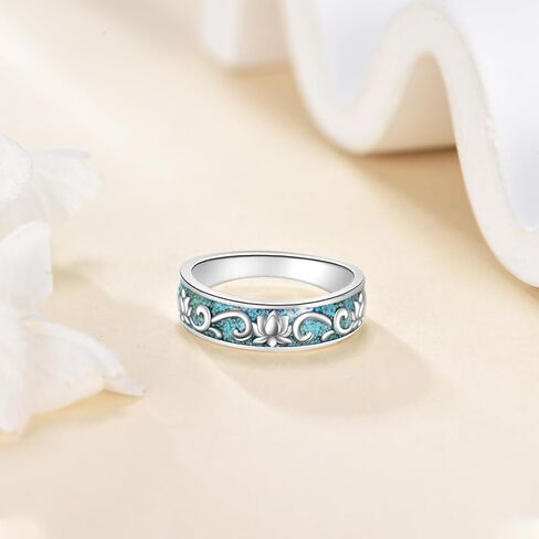 ONEFINITY Turquoise Rings S925 Sterling Silver Turquoise Ring Jewelry Gift For Women Men in Kuwait