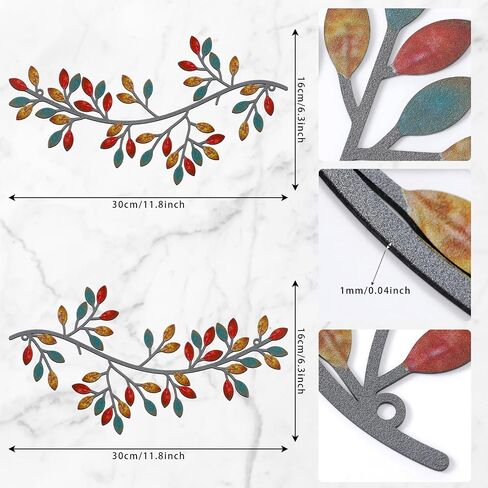 2 Pieces Metal Tree Leaf Wall Decor Vine Olive Branch Leaf Wall Art Wrought Iron Scroll Sculptures Above the Bed, Living Room, Outdoor Decoration (Gold,Classic Style) in Saudi Arabia