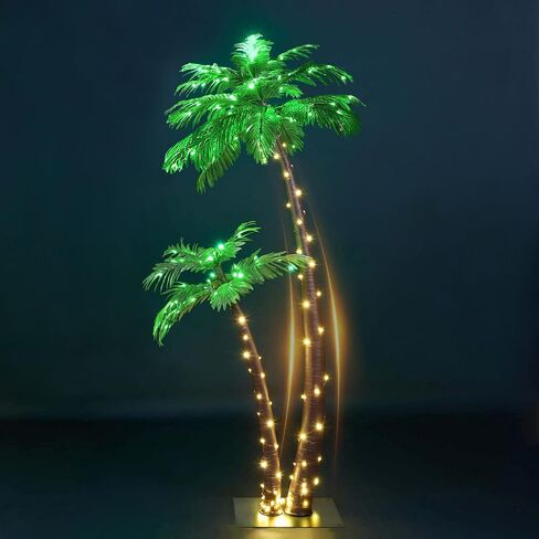 Lightshare Gorgeous Artificial Lighted Palm Tree 4FT&6FT Office Decor, 184LED for Outside Patio Home Party Garden Nativity in Kuwait