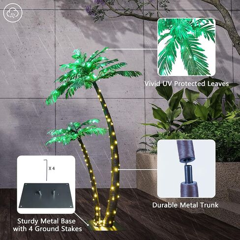 Lightshare Gorgeous Artificial Lighted Palm Tree 4FT&6FT Office Decor, 184LED for Outside Patio Home Party Garden Nativity in Kuwait