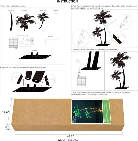 Lightshare Gorgeous Artificial Lighted Palm Tree 4FT&6FT Office Decor, 184LED for Outside Patio Home Party Garden Nativity in Kuwait