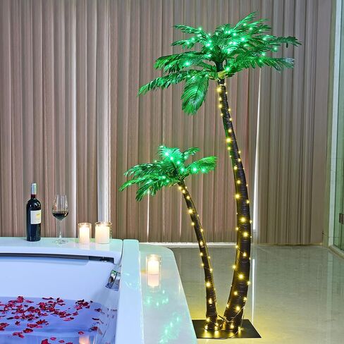 Lightshare Gorgeous Artificial Lighted Palm Tree 4FT&6FT Office Decor, 184LED for Outside Patio Home Party Garden Nativity in Kuwait