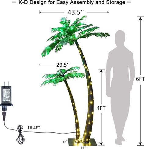 Lightshare Gorgeous Artificial Lighted Palm Tree 4FT&6FT Office Decor, 184LED for Outside Patio Home Party Garden Nativity in Kuwait