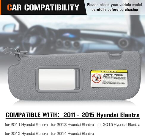 Sun Visor لعام 2011-2015 Hyundai Elantra ، جانب السائق الأيسر Gray Sunvisor Replacement 852103x000TX in Kuwait