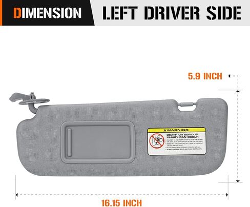 Sun Visor لعام 2011-2015 Hyundai Elantra ، جانب السائق الأيسر Gray Sunvisor Replacement 852103x000TX in Kuwait