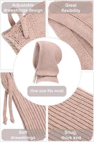 Lilax Hooded Scarf Hat for Women, Balaclava Knit Skull Cap Beanie Hat in Saudi Arabia