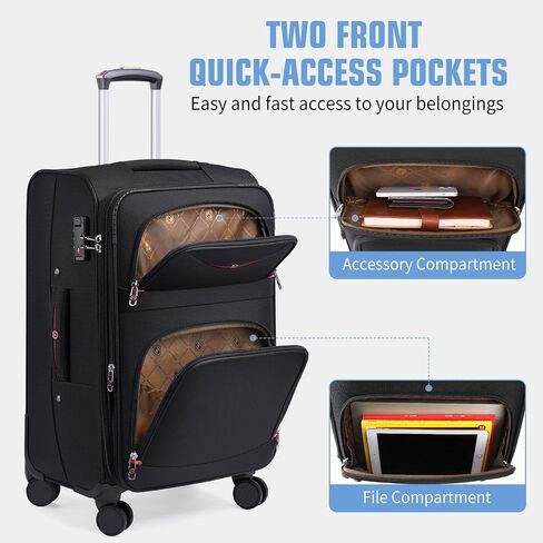 Softside Expandable Luggage with 4 Spinner Wheels, Durable Checked-Luggage Suicase (Black, 31-Inch) in Saudi Arabia