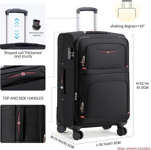 Softside Expandable Luggage with 4 Spinner Wheels, Durable Checked-Luggage Suicase (Black, 31-Inch) in Saudi Arabia