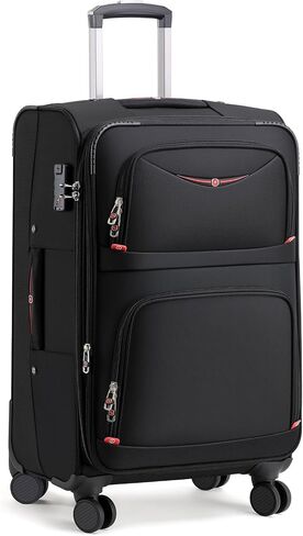 Softside Expandable Luggage with 4 Spinner Wheels, Durable Checked-Luggage Suicase (Black, 31-Inch) in Saudi Arabia