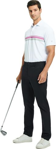Rouen Golf Pants Men 8 Pockets Water Resistant Flat Front - 30"/32"/34" Chino Dress Pants Lightweight Stretch Casual Trousers in Kuwait