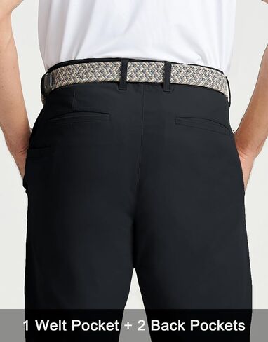 Rouen Golf Pants Men 8 Pockets Water Resistant Flat Front - 30"/32"/34" Chino Dress Pants Lightweight Stretch Casual Trousers in Kuwait