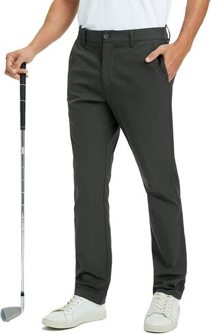 Rouen Golf Pants Men 8 Pockets Water Resistant Flat Front - 30"/32"/34" Chino Dress Pants Lightweight Stretch Casual Trousers in Kuwait