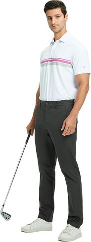 Rouen Golf Pants Men 8 Pockets Water Resistant Flat Front - 30"/32"/34" Chino Dress Pants Lightweight Stretch Casual Trousers in Kuwait
