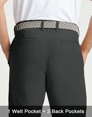 Rouen Golf Pants Men 8 Pockets Water Resistant Flat Front - 30"/32"/34" Chino Dress Pants Lightweight Stretch Casual Trousers in Kuwait