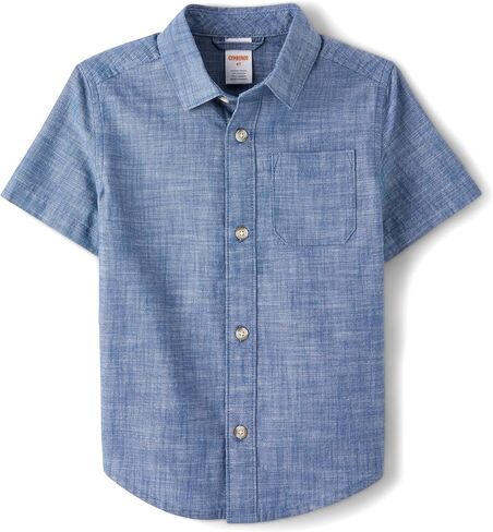 Gymboree,Boys,Matching Family Short Sleeve Button Up Shirt Dad, Big Kid, Toddler,Red/Blue Woven,3T in Saudi Arabia