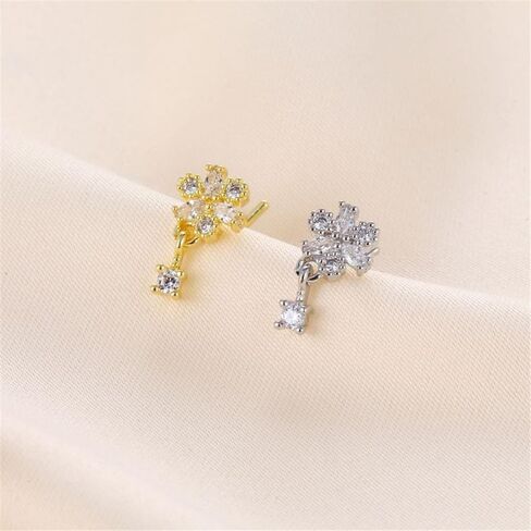 2Pcs 20G CZ Flower Dangle Nose Rings for Women Stainless Steel L-Shaped Nose Studs Rings Dangling Nostril Nose Piercing Jewelry in Saudi Arabia