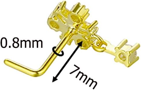 2Pcs 20G CZ Flower Dangle Nose Rings for Women Stainless Steel L-Shaped Nose Studs Rings Dangling Nostril Nose Piercing Jewelry in Saudi Arabia