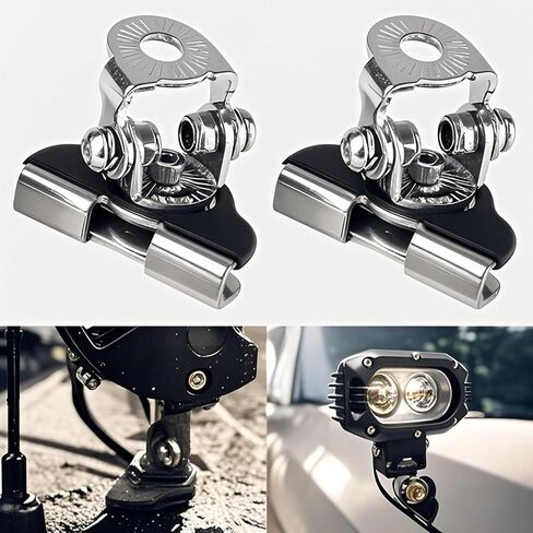 LED Light Bar Mounting Brackets for Engine Hood, 2pcs Universal Hood Mounts, Hood Clamp Lights Mounts with Anti-Scratch Rubber, No-Drill Installation (Black) in Saudi Arabia
