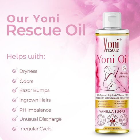 Daily Moisturizing All Natural Feminine care Yoni Oil for Women with Apricot, Jojoba, & Vitamin E | pH Balance | Eliminates Odor | Feminine intimate Hydration & Comfort | 8 oz | Vanilla Sugar Scented in Saudi Arabia