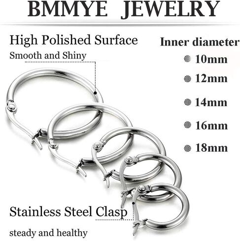 5-10 أزواج أقراط ذهبية فضية صغيرة للنساء ، أقراط الفولاذ المقاوم للصدأ مجموعة رجالي خفيفة الوزن رقيقة النيكل الخالية من النيكل الخالي من النيكل in Kuwait