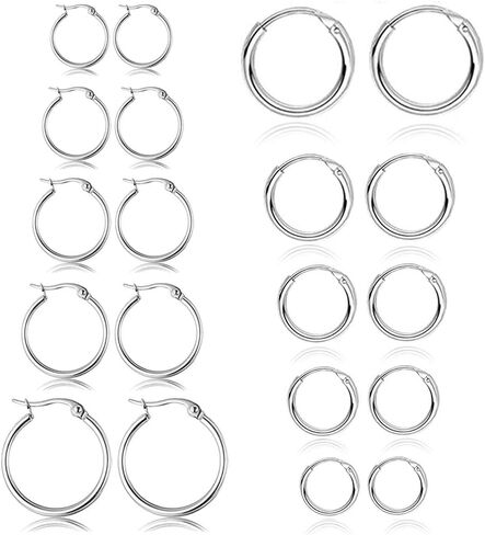 5-10 أزواج أقراط ذهبية فضية صغيرة للنساء ، أقراط الفولاذ المقاوم للصدأ مجموعة رجالي خفيفة الوزن رقيقة النيكل الخالية من النيكل الخالي من النيكل in Kuwait