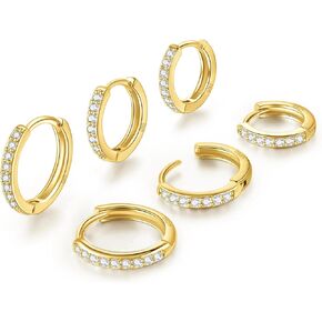 Gold Hoop Earrings for Women 925 Sterling Silver Earrings，Cartilage Endless Small Hoop Earrings Set 14K Gold Plated Huggie Earrings for Women Men Jewelry Gifts