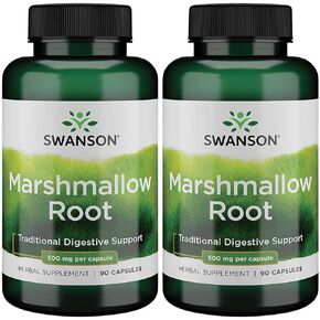 Swanson Marshmallow Root Healthy Supports Respiratory Function Digestive Support 500 Milligrams 90 Capsules (2 Pack)