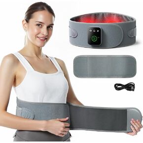 Koonie Cordless Heating Pad for Back Pain Relief, 47"-57" Portable Back Brace 3 Heat Levels, 3 Vibration Mode, 20/30/40Min Timer, 5000mAh Battery, Auto-Off, Lower Back Massager Mother’s Day Gifts