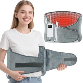 MELCAM Heating Pad for Back Pain Relief, 12"x24"+20" Large Electric Heating Pad for Period Cramps with Belt, 6 Heats Levels & 4 Timers, Auto Shut Off, Machine Washable, Gifts for Women Men Mom Dad