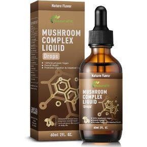 2 Pack Vegan Immune Mushroom Tincture Supplement,7 in 1 Mushroom Extract Liquid Drops with Lion's Mane,Shiitake,King Trumpet,Turkey Tail,Reishi,Chaga & Cordyceps 4 fl oz (120 Servings)