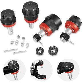 10642 Upgraded Heavy Duty Ball Joints Set 2 Upper & 2 Lower Replacement for Jeep LJ/MJ/TJ/XJ/YJ/ZJ 1984-2006 Comanche Grand Cherokee Wrangler Unlimited Rubicon, Compatible with Dana 30 and 44 Axles