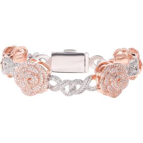 Lulu Mel Infinity Rose Gold Cuban Chain Bracelet for Men Women ، Iced Out Silver Rose 5A Zirconia Zirconia Diamond Charm Charm Flower Bracelets Hip Hop Gift