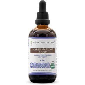 Secrets of the Tribe Marshmallow Root USDA Organic | Alcohol-Free Extract, High-Potency Herbal Drops | Made from 100% Certified Organic Marshmallow (Althaea officinalis) Dried Root (2 oz)