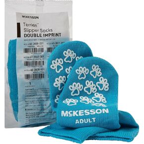 McKesson Unisex Slipper Socks Adult Size 7-1/2 to 10 Blue - 1 Pair