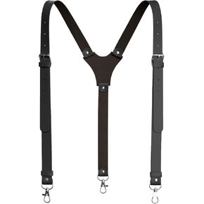 Genuine Leather Suspenders For Men Heavy Duty with Strong Clips, Leather Suspenders for Men