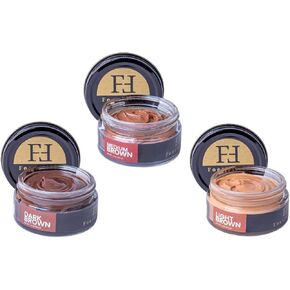 FootFitter Premium Shoe Cream Polish (3 PACK) Classic Brown Colors - Dark Brown, Medium Brown, Light Brown